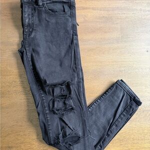 American Eagle Outfitters Black Distressed Skinny Jeans